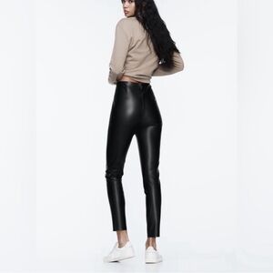 NWOT ZARA Black Faux Leather High-waisted Pants, Size XL